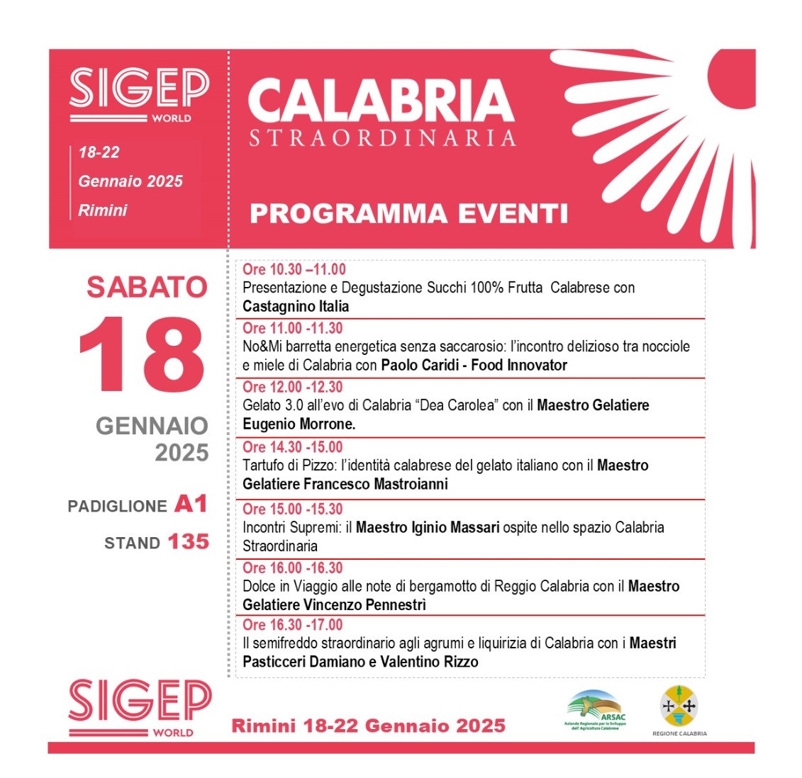 Calabria Straordinaria Eventi del 18 Gennaio 2025