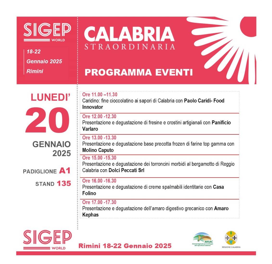 Calabria Straordinaria Eventi del 20 Gennaio 2025
